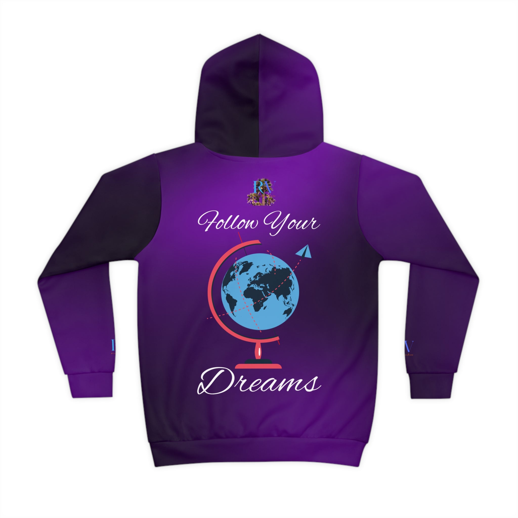Rich Vibes Follow Your Dreams RV Color Palm Tree Royal Purple - Children's Hoodie (AOP)